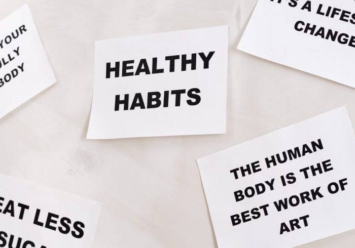 Motivational cards promoting healthy habits and positive thinking for lifestyle change.